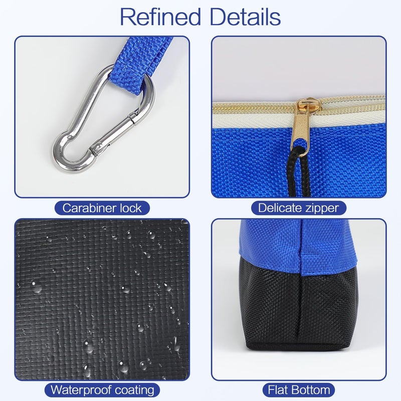 LeMotech Zipper Tool Bag, Stand-Up Tool Pouch with Carabiners,Utility Bag,Water Resistant Storage Bag,Multi-Size Blue/Orange/Grey/Yellow 4 Pack - Image 3